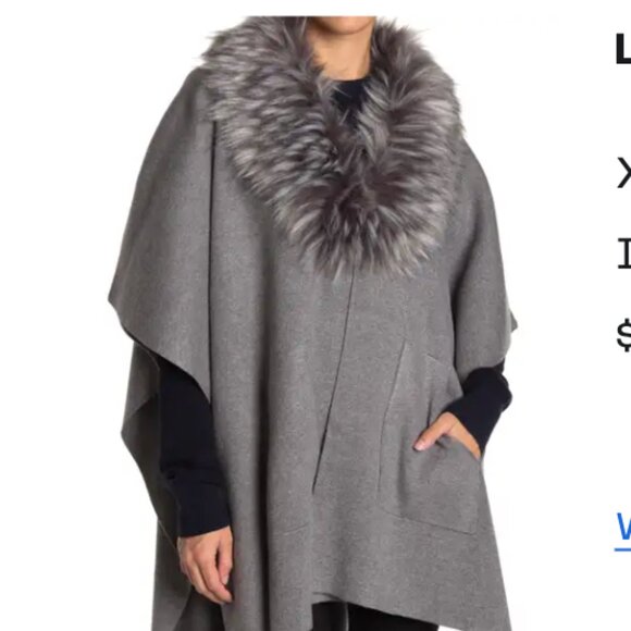 Love Token Karen Faux Fur Collar Cape Shawl Poncho, sz XS/S - Picture 2 of 3